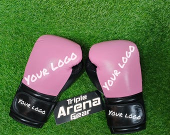 Custom your logo Pink Boxing Gloves High Quality Training  Sparring Gear Combat Sports Gift for Her  Triple Arena Gear