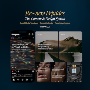 Peptide & Wellness Instagram Carousel Templates Canva | Research-Led Educational Carousels | Longevity Biohacking Clinic Content