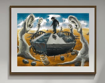 Bettspringen - Kindheitserinnerung in einer surrealistischen Umgebung
