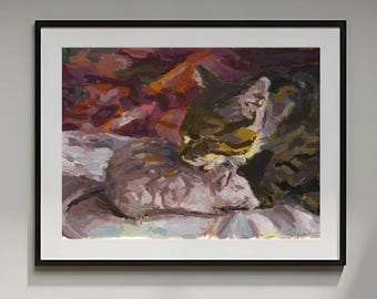 Katze und Maus Freundschaft Malerei Druck, Friedliche Liebe Kunst, Giclée Poster