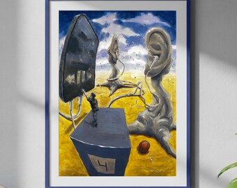 Ohrenbäume - Surrealistische Malerei Druck Poster Musikalische Ohren Faszinierende Landschaft