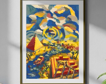 Antikes Ägypten Sunny Day Gemälde – Surrealismus-Expressionismus Kunstdruck