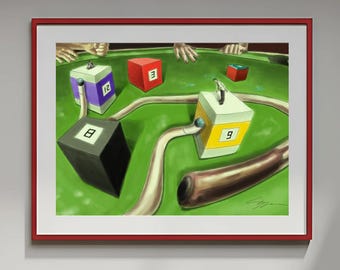 Surrealistisches Billard Würfel Poster