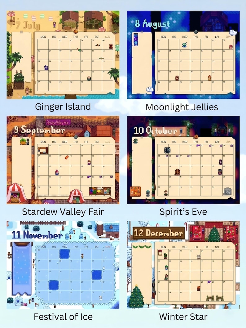 Aesthetic 2026 Stardew Valley Digital Life Planner - Cozy Pixel Art Daily, Weekly, Monthly Organizer | Gift for Cozy Gamers, PDF Download image 3