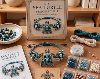DIY Animal Beaded Bracelet Kit, Creative Jewelry Making Set with Charms, Handmade Craft Gift for Teens Adults, Ocean Forest Theme