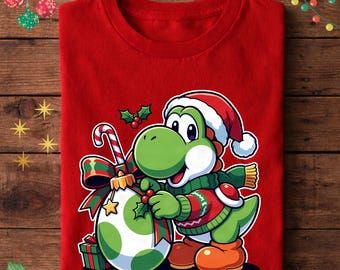 Yoshi Christmas Shirt, Santa Yoshi Gift Tee, Cute Super Mario Holiday T-Shirt