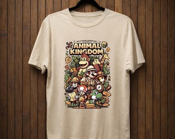 Camiseta de vacaciones familiares de Mario Safari, camiseta de aventura en el reino animal, camiseta a juego para viaje familiar a un parque temático para niños