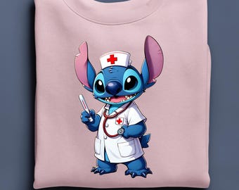 Nurse Stitch Sweatshirt, Doctor Stitch Sweat, Nursing School Hoodie, Disney Stitch Sweater ,Gift Idea for Nurses, Future Nurse Gift