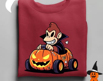 Donkey Kong Halloween Crewneck, Pumpkin Carriage Hoodie, Disney Spooky Season Sweatshirt