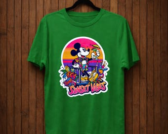 Mickey Mouse Summer T-Shirt, Sunset Vibes Tee Disney Beach Shirt