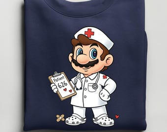 Super Mario Nurse Sweatshirt, Nursing School Gift