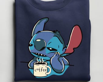 Ohana Coffee Stitch Sweatshirt, Coffee Addict Hoodie