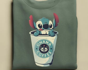 Sudadera Ohana Coffee Stitch, Sudadera con capucha Coffee Addict