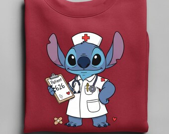 Nurse Stitch Sweatshirt, Doctor Stitch Sweat, Nursing School Hoodie, Disney Stitch Sweater ,Gift Idea for Nurses, Future Nurse Gift