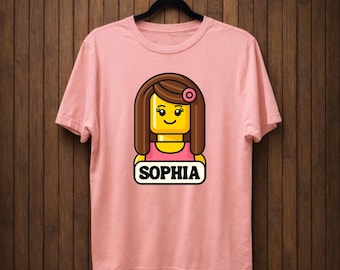 Custom Birthday Girl Building Bricks Shirt, Personalized Block Tee