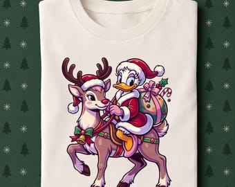 Daisy Duck Christmas Shirt, Santa Daisy Reindeer Tee, Cute Disney Holiday T-Shirt