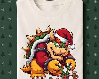 Bowser Christmas Shirt, Santa Bowser Gift Tee, Cute Super Mario Holiday T-Shirt