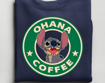 Ohana Coffee Stitch Sweatshirt, Coffee Addict Hoodie
