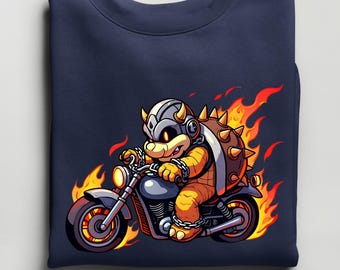 Bowser Sweatshirt, Biker Bowser Sweat, Mario Party Hoodie