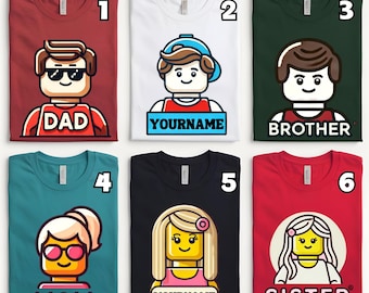 Custom Building Bricks Shirt, Family Matching Building Blocks Shirt, Personalized Family Matching Tee