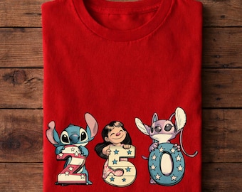Stitch 4th July Shirt, Patriotic Stitch Tee,  Disney 250th USA Anniversary T-Shirt