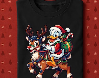 Donald Duck Christmas Shirt, Santa Donald Reindeer Tee, Cute Disney Holiday T-Shirt