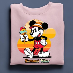 Mickey Mouse Summer Sweatshirt, Summer Vibes Tee Disney Beach Hoodie image 6