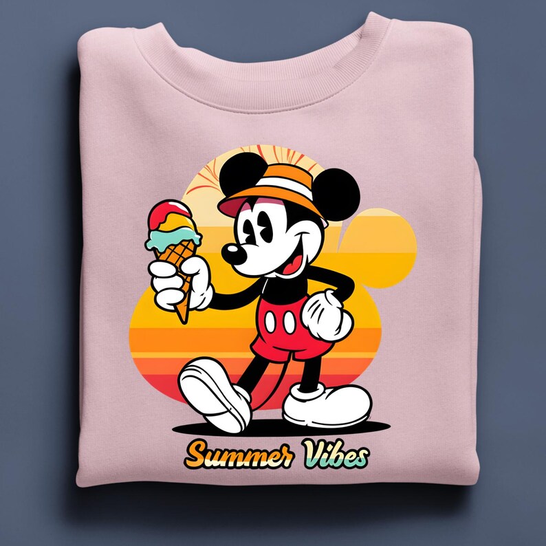 Mickey Mouse Summer Sweatshirt, Summer Vibes Tee Disney Beach Hoodie image 6