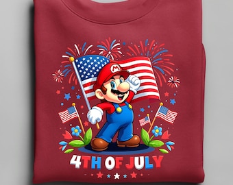 Sudadera patriótica de Mario, sudadera con capucha del Día de la Independencia, sudadera del 4 de julio, águila con la bandera estadounidense