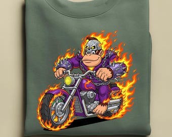 Donkey Kong Sweatshirt, Biker Donkey Kong Sweat, Mario Party Hoodie