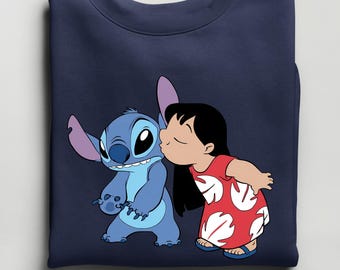 Sudadera a juego para parejas de Stitch y Lilo, idea de regalo de Stitch