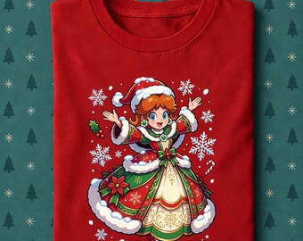 Princess Daisy Christmas Shirt, Santa Daisy Holiday Tee, Cute Super Mario Christmas T-Shirt