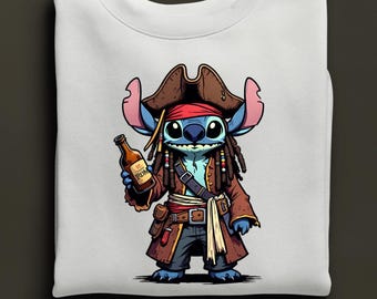 Sudadera Stitch Sparrow, Sudadera con capucha de Stitch pirata