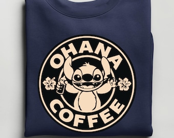 Ohana Coffee Stitch Sweatshirt, Coffee Addict Hoodie