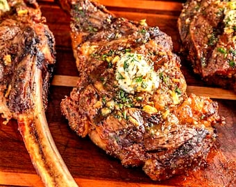 La mejor receta para cocinar el filete Tomahawk perfecto / Receta de filete jugoso con mantequilla de ajo / Guía fácil para asar a la parrilla en PDF / Descarga instantánea