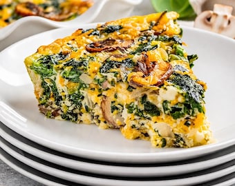 Easy Crustless Spinach Quiche Recipe PDF | Healthy Low Carb Breakfast, Quick Vegetarian Meal, Keto Friendly,  instant Digital Download