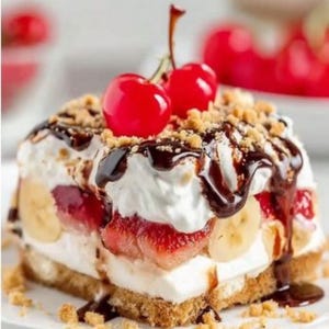 LA MEJOR RECETA para Pastel Banana Split sin Hornear (PDF) / Postre fácil en capas, Delicia cremosa de frutas, Postre para fiestas de verano, Descarga instantánea