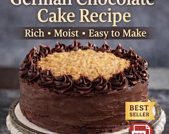 BÄSTA RECEPTET på tysk chokladkaka | Saftig chokladkaka med kokos- och pekannötsglasyr | Enkel dessert i PDF-format som direktnedladdning