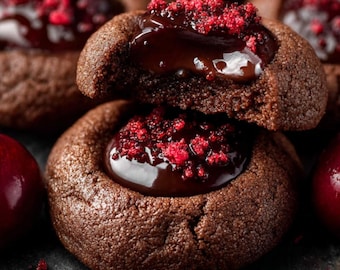 LA MEJOR RECETA para Galletas de Chocolate y Cereza / Galletas de Chocolate Suaves y Masticables con Cerezas / Receta Fácil en PDF / Descarga Instantánea