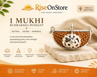 Ciondolo Rudraksha a 1 Mukhi / Perla sacra naturale, argento sterling 925, collana spirituale del Signore Shiva