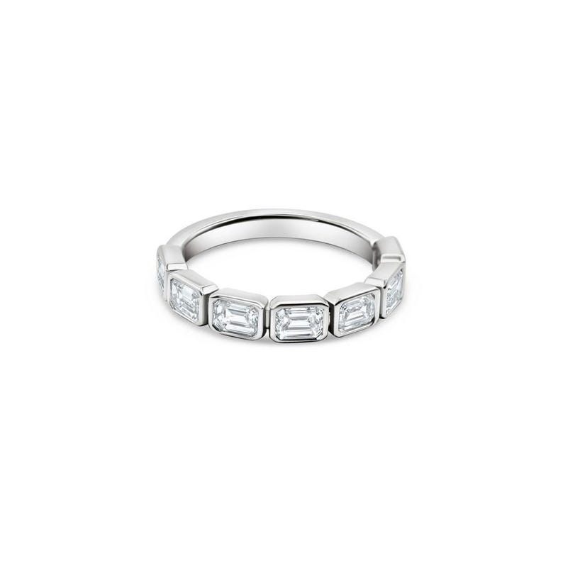 Translucent Vs Iridescent Natural Emerald Cut Diamond 7 Stone East West Ring 4.00 CTW, E-F VS ...
