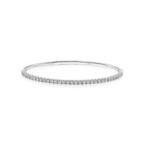 14K Gold Lab Grown Diamond Flex Bangle, Halfway Diamond Bracelet, E-F VS Round Diamonds, Dainty Luxury Jewelry Gift for Her