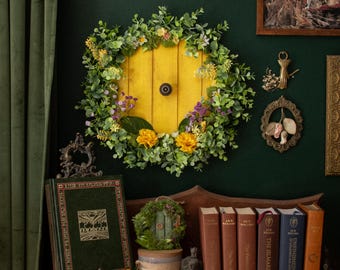 Hobbit Door Wreath, Samwise Gamgee Inspired Decor, Fantasy Front Door Hanger, LOTR Gift, Cottagecore Decor, Whimsical Hobbitcore Wreath