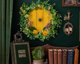 Hobbit-Türkranz, Deko im Stil von Samweis Gamdschie, Fantasievoller Türhänger, Herr-der-Ringe-Geschenk, Cottagecore-Deko, Verspielter Hobbitcore-Kranz
