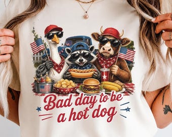Bad Day to Be a Hot Dog PNG, Funny Patriotic Hotdog Retro Design | 4th of July BBQ Sublimation File, Red White Blue Stripes