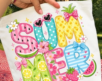 Summer PNG Sublimation Design, Coquette Summer Shirt PNG, Watermelon Pineapple Lemon Tee, Summer Vibes Digital Download