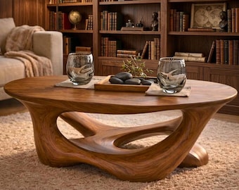 Handcrafted Solid Wood Coffee Table – Organic Root-Inspired Design for Natural Living Spaces