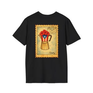 Puerto Rican Coffee Pot with Flowers T-Shirt | Vintage Coffee Stamp