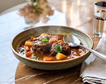 Stoneware Deep Plate – Versatile Soup, Salad, Pasta Dish, Dishwasher Safe