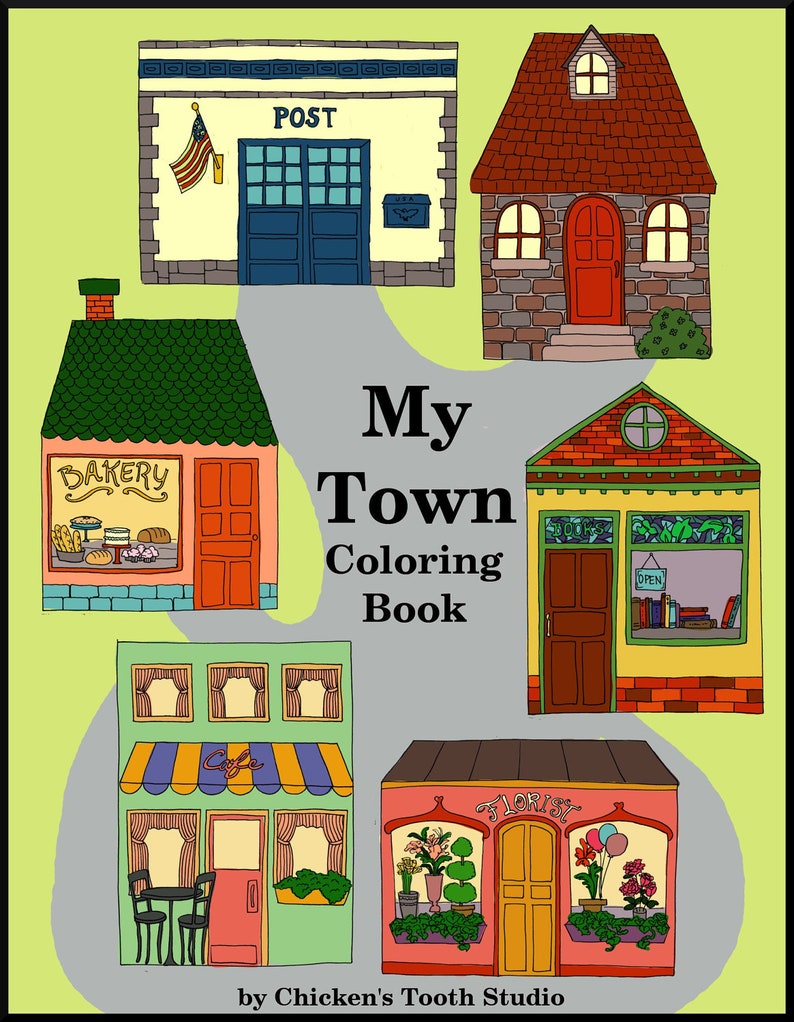 Download Printable Coloring Book MY TOWN | Etsy